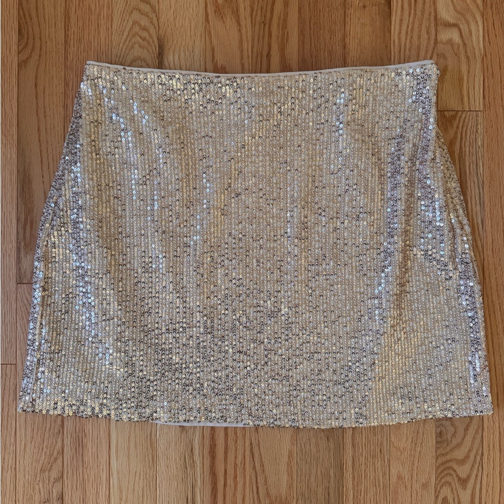 NWT Banana Republic Rose Gold/ Champagne Sequin Skirt Sz 12